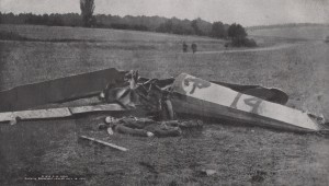 Quentin Roosevelt’s body laid out beside his downed Nieuport 28 on July 14, 1918.