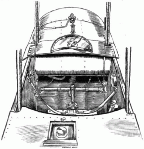 Sketch of the cockpit of "Lizzie".  Photo Credit:  Flight, March 7, 1914