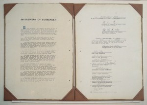 Japan's rough bound copy of the surrender document.  Source:  Diplomatic Record Office of the Ministry of Foreign Affairs (Japan)