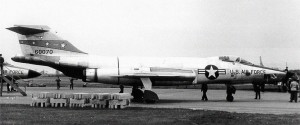 A USAFE McDonnell RF-101C Voodoo aircraft with the 32nd Tactical Recon Sqn, probably at Toul-Rosières Air Base, France, c. 1966.  Source:  USAF