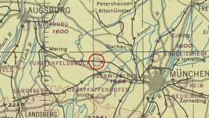 Aerial navigation chart showing Fürstenfeldbruck Air Base and its proximity to Munich, Germany.