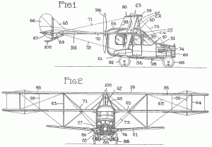 Technical drawing of the Custiss Autoplane, from February 18, 1917, by Glenn Curtiss.