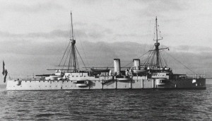 The Austro-Hungarian protected cruiser SMS Kaiserin Elisabeth at anchor.  Photo Credit:  US Navy